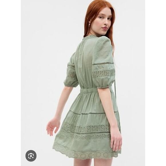 Gap Dress Med Sage Green Cotton Bohemian Chic Cottagecore Romantic Feminine - Picture 1 of 14